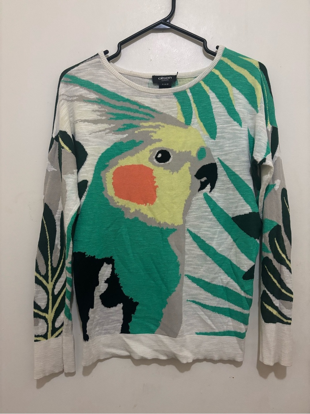 Olsen Europe Tropical Parrot Lightweight Knit Sweater S-M Size 8